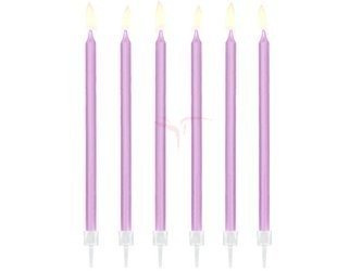 Birthday candles - Smooth - Lilac - 14cm - 12 pieces