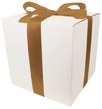 WHITE CARDBOARD BOX - with light gold ribbon - 30x30x30cm