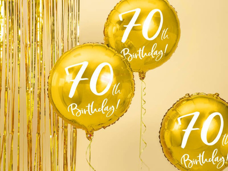 Foil Balloon - Round - 70th Birthday! - Gold - 45cm