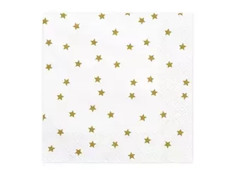 Paper napkins - White with gold stars - 20 pieces