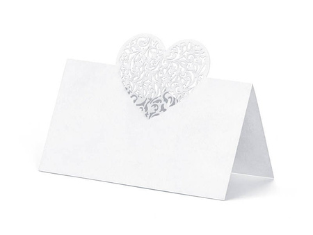 Business cards for the table - Heart - White - 9 x 6,5 cm - 10 pcs.