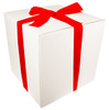 WHITE CARDBOARD BOX - with red ribbon - 40x40x40cm