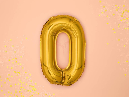 Foil balloon - Number "0" - Gold - 35 cm 