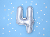 Foil balloon - Number "4" - Silver - 35 cm 