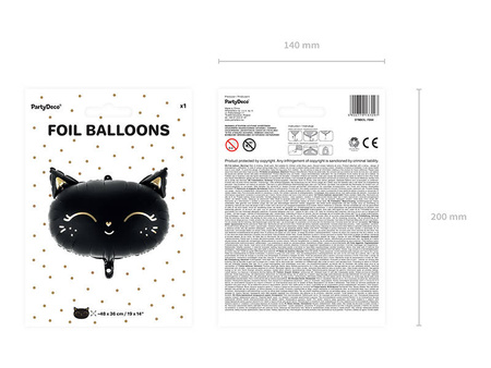 Foil balloon - Cat's head - Black - 48 x 36 cm