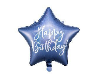 Foil balloon - Happy Birthday star! - Navy blue - 40 cm