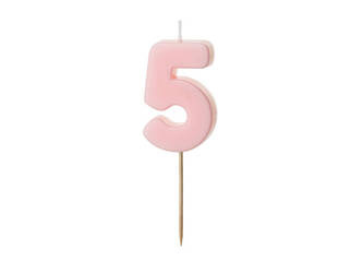 Birthday candle - Number 5 - light pink - 5,5cm - 1pc.