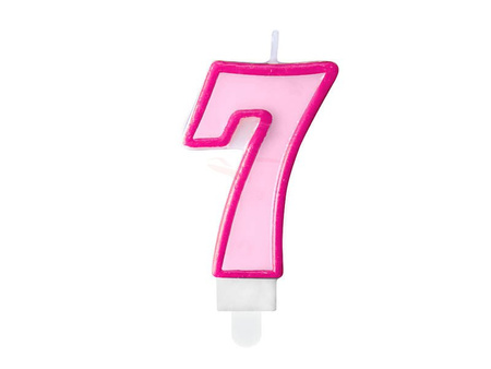 Birthday candle - Number 7 - Pink - 7 cm