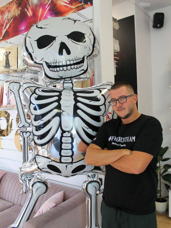 3D Foil Balloon Giant Skeleton - Halloween - 271 cm