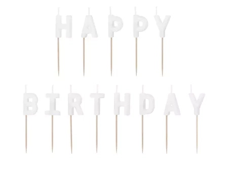 Birthday candles - Happy Birthday - White - 2,5 cm