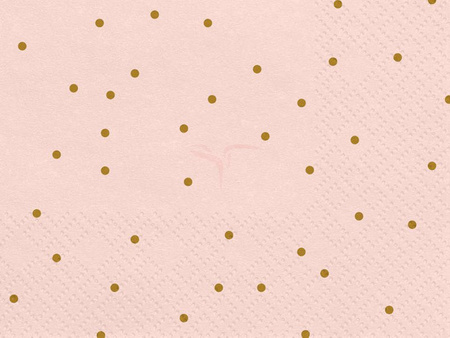 Paper napkins - Light Pink - Golden Dots - 33 x 33cm - 20 pcs