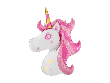 Unicorn Head Foil Balloon - White - PREMIUM - 86.7 x 117 cm