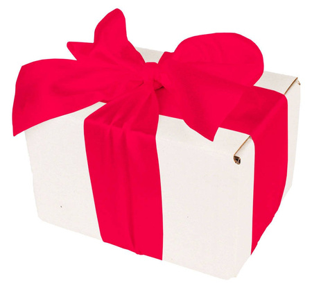 WHITE CARDBOARD BOX - with dark pink ribbon - 13x10x8cm