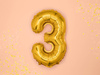 Foil balloon - Number "3" - Gold - 35 cm 