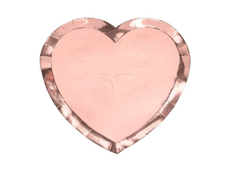 Paper plates - Hearts - Pink Gold - 21 x 19cm - 6 pieces