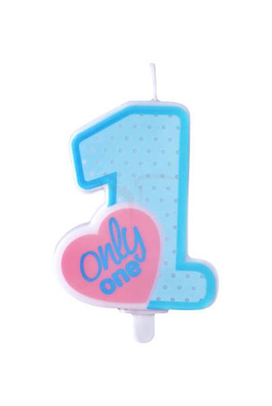 Birthday candle Only One - Birthday - Blue - 8 cm