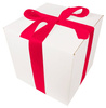 WHITE CARDBOARD BOX - with dark pink ribbon - 30x30x30cm