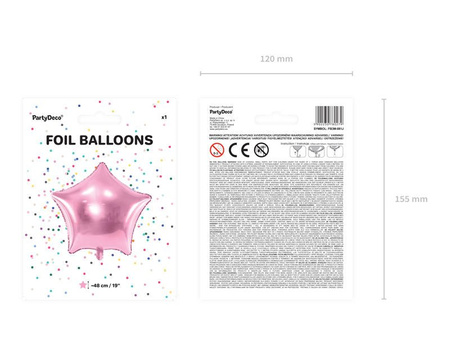 Foil balloon - Star - Bright pink - 48 cm