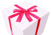 WHITE CARDBOARD BOX - with dark pink ribbon - 50x50x50cm