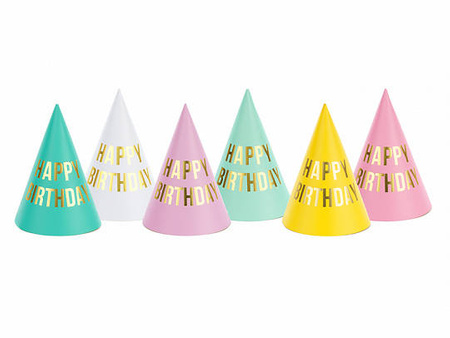 Party caps - Happy Birthday - Colorful - 6 pcs.