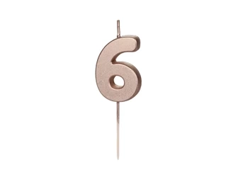 Birthday candle - Number 6 - Pink gold - 4,5 cm - 1 pcs.