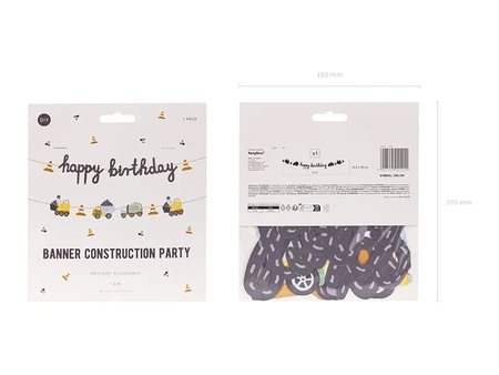 Banner - Happy Birthday - Construction vehicles - 2 m