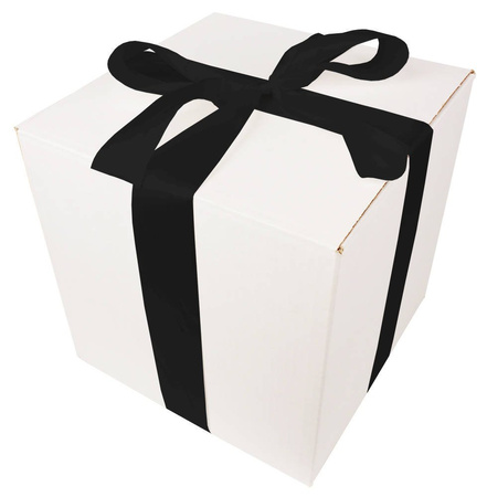 WHITE CARDBOARD BOX - with black ribbon - 30x30x30cm