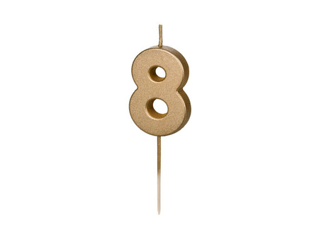 Birthday candle - Number 8 - Gold - 4.5 cm