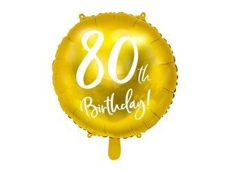 Foil Balloon - Round - 80th Birthday! - Gold - 45cm