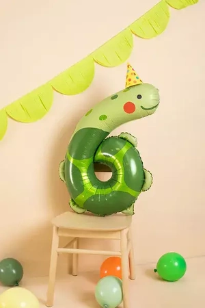 Foil balloon - Number 6 - Turtle - 75 x 96 cm - 1 pc.