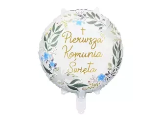 Foil balloon - First Holy Communion - White - 45 cm