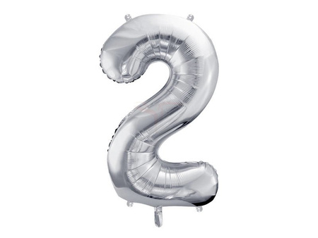 Foil balloon - Number "2" - Silver - 86 cm