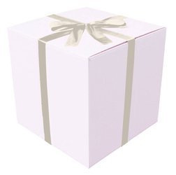 WHITE CARDBOARD BOX - with light cream ribbon - 50x50x50cm