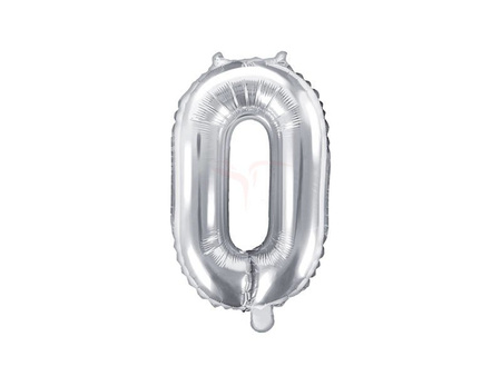 Foil balloon - Number "0" - Silver - 35 cm 