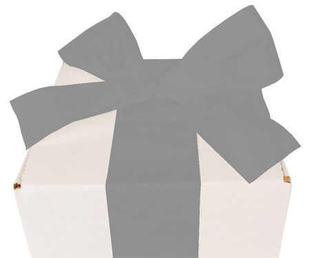 WHITE CARDBOARD BOX - with silver ribbon - 15x15x20cm