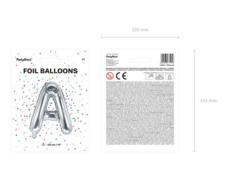 Foil balloon - Letter "A" - Silver - 35 cm