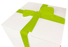 WHITE CARDBOARD BOX - with green ribbon - 40x40x30cm