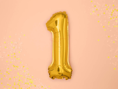 Foil balloon - Number "1" - Gold - 35 cm 