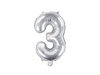 Foil balloon - Number "3" - Silver - 35 cm 