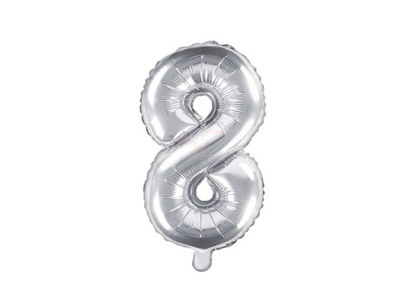 Foil balloon - Number "8" - Silver - 35 cm 