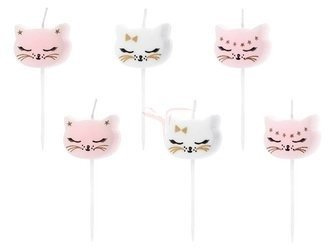 Birthday candles Kitten mix - 2 cm - 6 pcs.