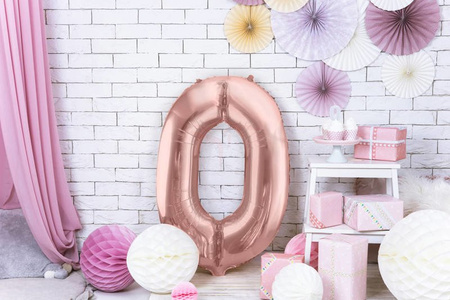 Foil balloon - Number "0" - Pink gold - 86 cm