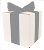 WHITE CARDBOARD BOX - with silver ribbon - 15x15x15cm