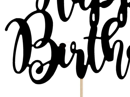 Cake topper - Happy Birthday - Black - 22.5 cm