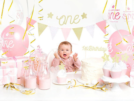 Banner for Birthday - One - Glitter - Gold - 11,5 x 50 cm