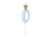 Crown candle - number 0 - blue - 9.5cm