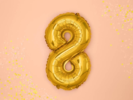 Foil balloon - Number "8" - Gold - 35 cm 