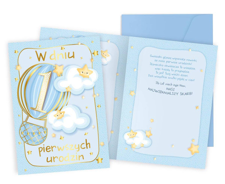 Greeting card - One year old - Blue