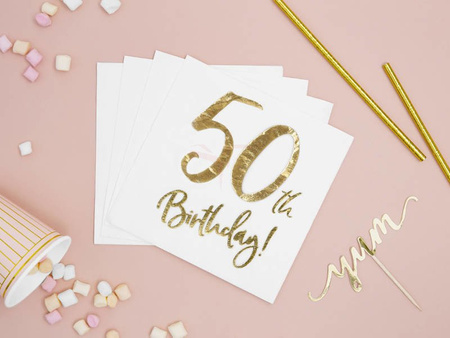 Paper napkins - 50th Birthday! - White - 33x33cm - 20 pieces