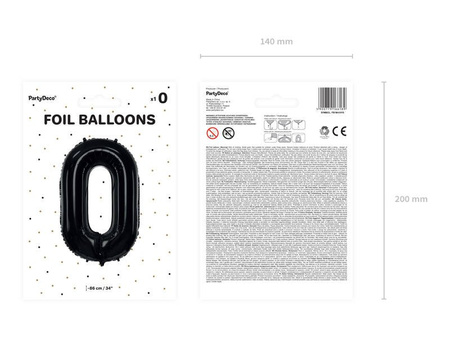 Foil balloon - Number "0" - Black - 86 cm